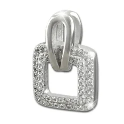 SilberDream Glitzer Kettenanhänger Square Zirkonia weiß Damen 925 Silber GSH402W