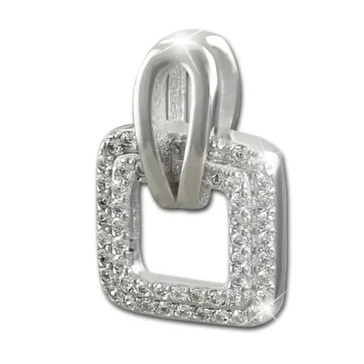 SilberDream Glitzer Kettenanhänger Square Zirkonia weiß Damen 925 Silber GSH402W
