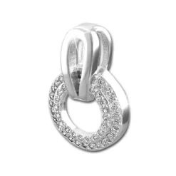 SilberDream Glitzer Kettenanhänger Round Zirkonia weiß Damen 925 Silber GSH403W