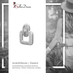 SilberDream Glitzer Kettenanhänger Square Zirkonia weiß Damen 925 Silber GSH402W