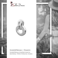 SilberDream Glitzer Kettenanhänger Round Zirkonia weiß Damen 925 Silber GSH403W