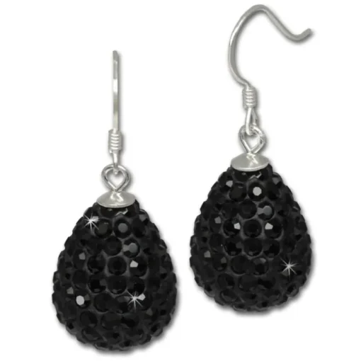 SilberDream Glitzer Ohrhänger Tropfen schwarz Zirkonia 925er GSO220S