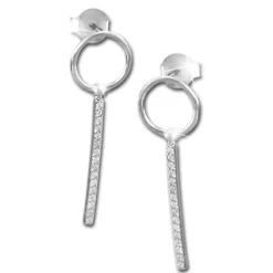 SilberDream Glitzer Ohrhänger Zirkonia-Stab weiß 925 Silber Ohrring GSO479W