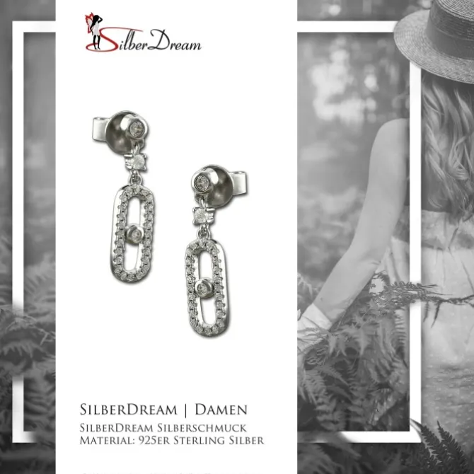 SilberDream Glitzer Ohrhänger Crystal Zirkonia weiß 925 Silber Ohrring GSO487W