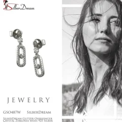 SilberDream Glitzer Ohrhänger Crystal Zirkonia weiß 925 Silber Ohrring GSO487W