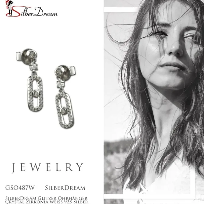 SilberDream Glitzer Ohrhänger Crystal Zirkonia weiß 925 Silber Ohrring GSO487W