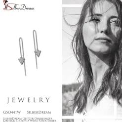 SilberDream Glitzer Ohrhänger Dreieck Zirkonia weiß 925er Silber Ohrring GSO441W
