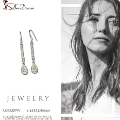 SilberDream Glitzer Ohrhänger Tropfen Zirkonia Kristalle weiß GSO209W
