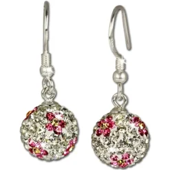 SilberDream Glitzer Ohrringe 925 Zirkonias Blume pink GSO301