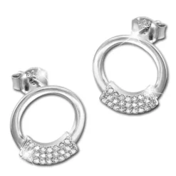 SilberDream Glitzer Ohrstecker Circle weiß 925er Silber GSO483W