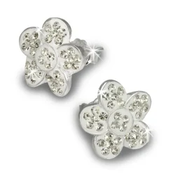 SilberDream Glitzer Ohrstecker Blume weiß Zirkonias GSO213W