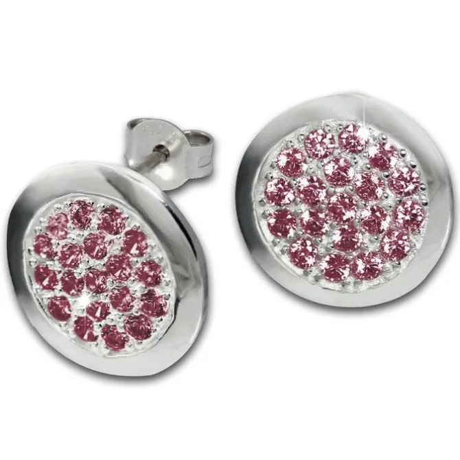 SilberDream Glitzer Ohrstecker Zirkoniascheibe pink 925 Silber GSO219P