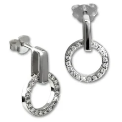 SilberDream Glitzer Ohrstecker Circle Zirkonia weiß 925 Silber Ohrring GSO508W