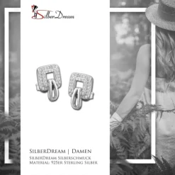 SilberDream Glitzer Ohrstecker Square weiß 925er Silber GSO485W