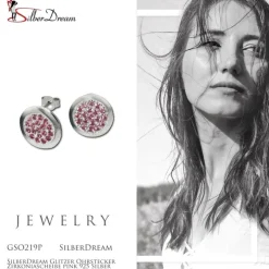 SilberDream Glitzer Ohrstecker Zirkoniascheibe pink 925 Silber GSO219P