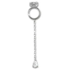 SilberDream Glitzer Ohrstecker hängender Tropfen weiß 925 Silber Ohrring GSO512W