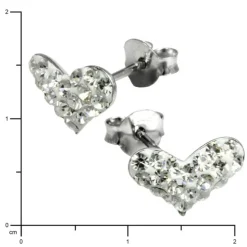 SilberDream Glitzer Ohrstecker Herz weiß 925er Silber GSO404W