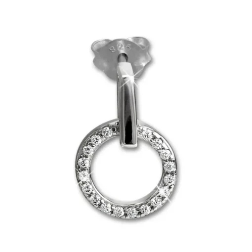 SilberDream Glitzer Ohrstecker Circle Zirkonia weiß 925 Silber Ohrring GSO508W