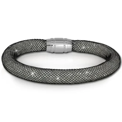 SilberDream Glitzerarmband Minikristalle schwarz/weiß 18cm Armband SDA050K9