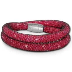 SilberDream Glitzerarmband Minikristalle fuchsia Doppelarmband Damen SDA051P0