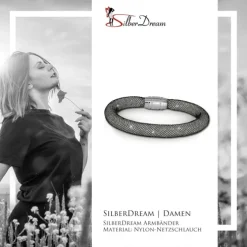 SilberDream Glitzerarmband Minikristalle schwarz/weiß 18cm Armband SDA050K9
