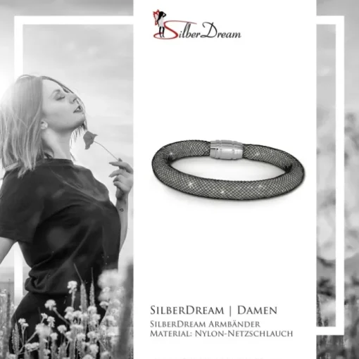 SilberDream Glitzerarmband Minikristalle schwarz/weiß 18cm Armband SDA050K9