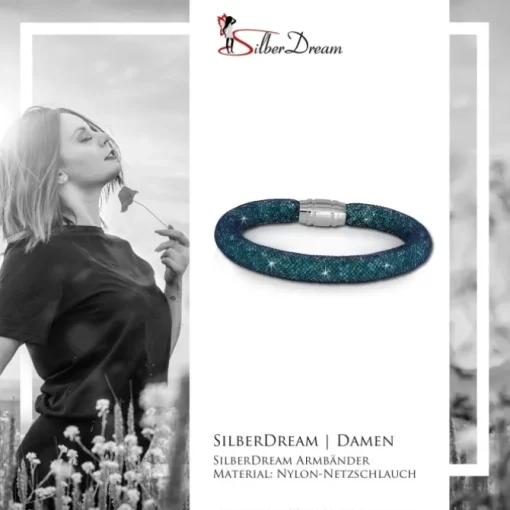 SilberDream Glitzerarmband Minikristalle türkis 18cm Armband Damen SDA050T9