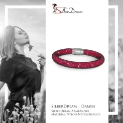 SilberDream Glitzerarmband Minikristalle fuchsia 20cm Armband Damen SDA050P0