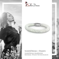 SilberDream Glitzerarmband Minikristalle weiß 18cm Armband Damen SDA050W9