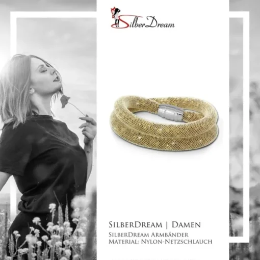 SilberDream Glitzerarmband Minikristalle goldfarbenen Doppelarmband SDA051Y9