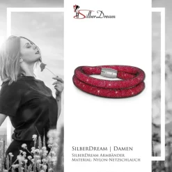 SilberDream Glitzerarmband Minikristalle fuchsia Doppelarmband Damen SDA051P0