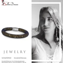 SilberDream Glitzerarmband Minikristalle goldfarben 20cm Armband Damen SDA050N0