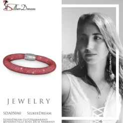 SilberDream Glitzerarmband Minikristalle rosa 20cm Armband Damen SDA050A0