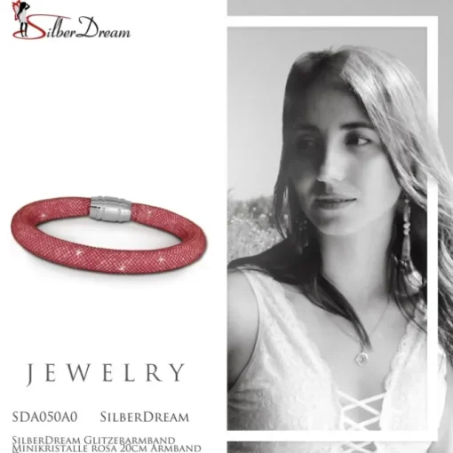 SilberDream Glitzerarmband Minikristalle rosa 20cm Armband Damen SDA050A0