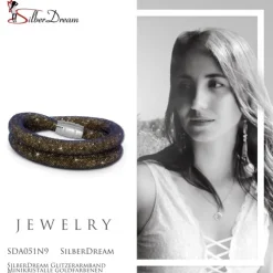 SilberDream Glitzerarmband Minikristalle goldfarbenen Doppelarmband SDA051N9