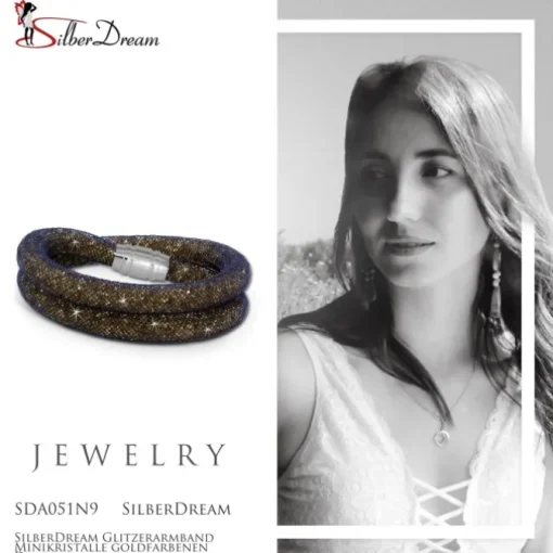 SilberDream Glitzerarmband Minikristalle goldfarbenen Doppelarmband SDA051N9