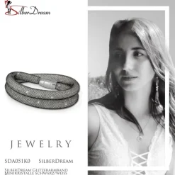 SilberDream Glitzerarmband Minikristalle schwarz/weiß Doppelarmband SDA051K0