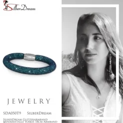SilberDream Glitzerarmband Minikristalle türkis 18cm Armband Damen SDA050T9