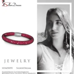 SilberDream Glitzerarmband Minikristalle fuchsia 20cm Armband Damen SDA050P0
