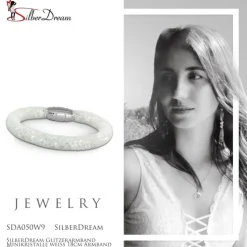 SilberDream Glitzerarmband Minikristalle weiß 18cm Armband Damen SDA050W9