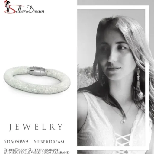 SilberDream Glitzerarmband Minikristalle weiß 18cm Armband Damen SDA050W9