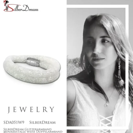 SilberDream Glitzerarmband Minikristalle weiß Doppelarmband Damen SDA051W9