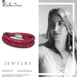 SilberDream Glitzerarmband Minikristalle fuchsia Doppelarmband Damen SDA051P9