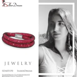 SilberDream Glitzerarmband Minikristalle fuchsia Doppelarmband Damen SDA051P0