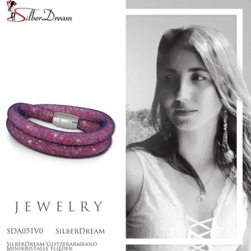 SilberDream Glitzerarmband Minikristalle flieder Doppelarmband Damen SDA051V0