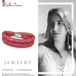 SilberDream Glitzerarmband Minikristalle rosa Doppelarmband Damen SDA051A0