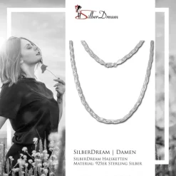 SilberDream Halskette geflochten 925 Sterling Silber Damen 45cm SDK28345J