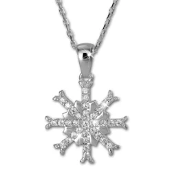 SilberDream Halskette mit Anhänger Schneeflocke weiß 44,5cm 925 Silber SDK4981W