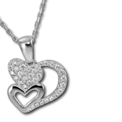 SilberDream Halskette mit Anhänger Herzen Zirkonia 44,5cm 925er Silber SDK4983W