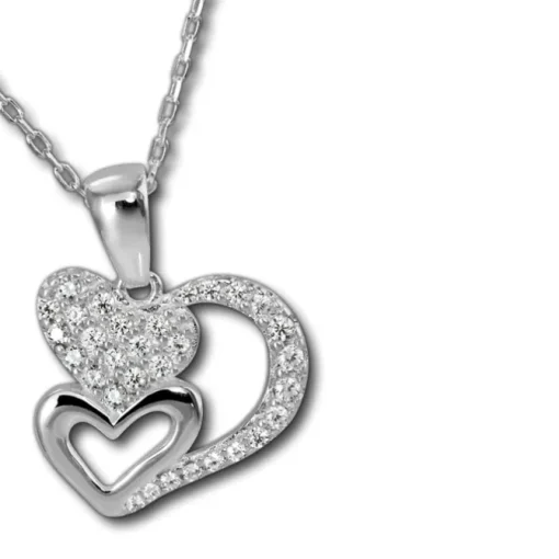 SilberDream Halskette mit Anhänger Herzen Zirkonia 44,5cm 925er Silber SDK4983W